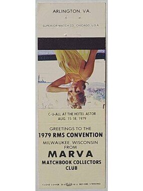 Vintage Matchbook Cover Marva Club 1979 RMS Milwaukee Wisconsin Pinup Photo